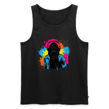 DJ Monkey Music Party Fun Sunglasses Fun Dancing C - Men's Premium Organic Tank Top - black - Front - Michal (187cm)
