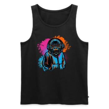 DJ Monkey Music Party Fun Sunglasses Fun Dancing C - Men's Premium Organic Tank Top - black - Front - Michal (187cm)