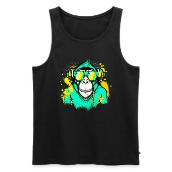 DJ Monkey Music Party Fun Sunglasses Fun Dancing C - Men's Premium Organic Tank Top - black - Front - Michal (187cm)