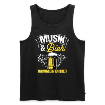 Musik & Bier Darum Bin Ich Hier Saufen Sauftour Bi - Männer Premium Bio Tank Top - Schwarz - Vorne - Michal (187cm)