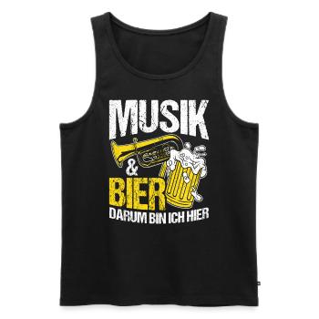 Musique et bière C’est pourquoi je suis là Alcool Musique de fête - Débardeur bio Premium Homme - noir - Devant - Michal (187cm)