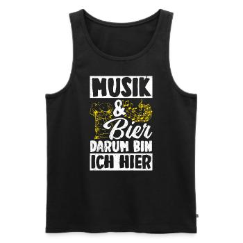 Musik & Bier Darum Bin Ich Hier Saufen Sauftour Bi - Männer Premium Bio Tank Top - Schwarz - Vorne - Michal (187cm)