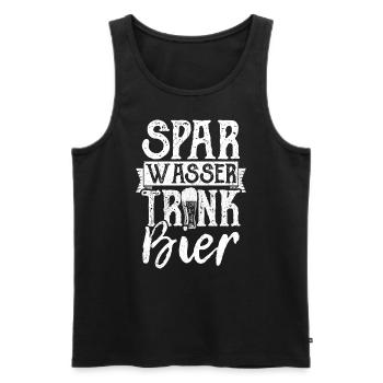 Spar Eau Boire Bière Bière Pong Alcool Fête Bière - Débardeur bio Premium Homme - noir - Devant - AI Model Male 178 light (178cm)