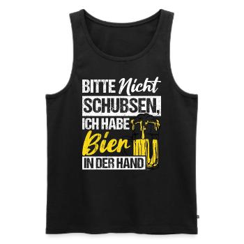 Please don't push I've got beer in my hand - Men's Premium Organic Tank Top - black - Front - AI Model Male 178 light (178cm)