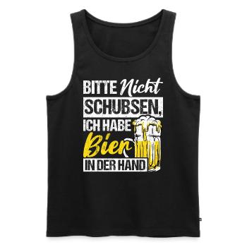 Please don't push I've got beer in my hand - Men's Premium Organic Tank Top - black - Front - AI Model Male 178 light (178cm)