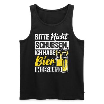 Please don't push I've got beer in my hand Tri - Men's Premium Organic Tank Top - black - Front - AI Model Male 178 light (178cm)