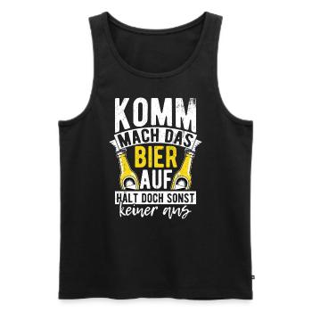 Bière Boire Bière S’amuser Pub Houblon Boire Boire - Débardeur bio Premium Homme - noir - Devant - AI Model Male 178 light (178cm)