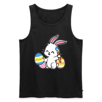 Lapin de Pâques peint Ostereiger Oeuf Peinture Ostergesch - Débardeur bio Premium Homme - noir - Devant - Michal (187cm)