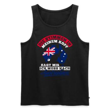 Die Stimme In Meinem Kopf Sagt Mir Muss Nach Austr - Männer Premium Bio Tank Top - Schwarz - Vorne - Michal (187cm)