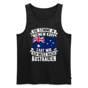 Die Stimme In Meinem Kopf Sagt Mir Muss Nach Austr - Männer Premium Bio Tank Top - Schwarz - Vorne - Michal (187cm)