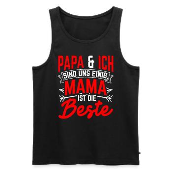 Papa et moi sommes d’accord que maman est la meilleure maman - Débardeur bio Premium Homme - noir - Devant - AI Model Male 178 light (178cm)