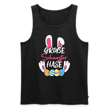 Grande sœur lapin Lapin de Pâques Tenue de famille - Débardeur bio Premium Homme - noir - Devant - AI Model Male 178 light (178cm)