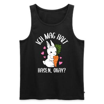 J’aime juste les lapins les lapins les lapins les enfants - Débardeur bio Premium Homme - noir - Devant - Michal (187cm)