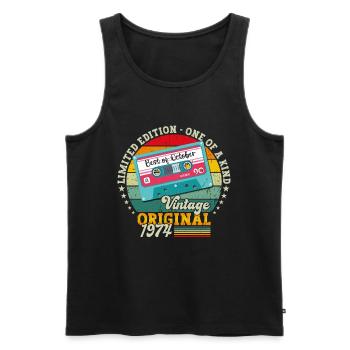 49th Birthday Retro Cassette Best of October 1974 - Men's Premium Organic Tank Top - black - Front - Michal (187cm)