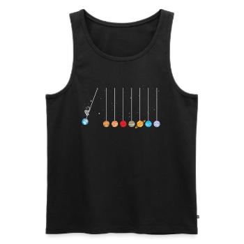 astronaute swing planètes système solaire science spatiale - Débardeur bio Premium Homme - noir - Devant - AI Model Male 178 light (178cm)