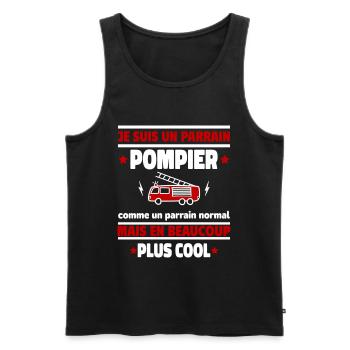 Je suis un parrain pompier plus cool, cadeau noël - Débardeur bio Premium Homme - noir - Devant - Michal (187cm)