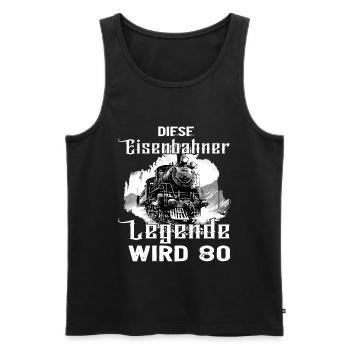 80 Geburtstag Eisenbahner Eisenbahn Beruf Spruch - Männer Premium Bio Tank Top - Schwarz - Vorne - Michal (187cm)