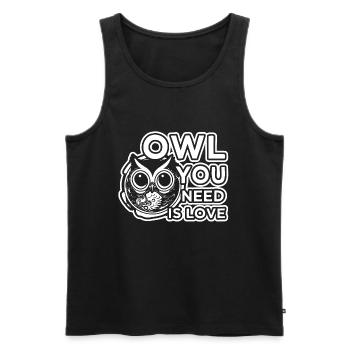 Liebe Witzig Funshirt Eule Eulen Vogel - Männer Premium Bio Tank Top - Schwarz - Vorne - AI Model Male 178 light (178cm)
