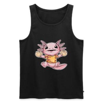 Axolotl mit japanischen Teigtaschen - Männer Premium Bio Tank Top - Schwarz - Vorne - Michal (187cm)