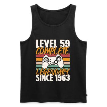 Niveau 59 Complet Vintage Anniversaire 59 Ans - Débardeur bio Premium Homme - noir - Devant - AI Model Male 178 light (178cm)
