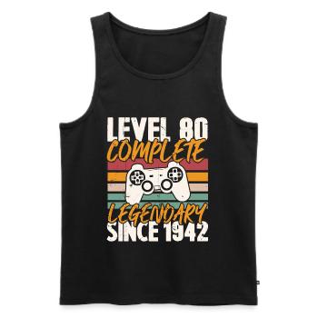Niveau 80 Complet Vintage Anniversaire 80 Ans - Débardeur bio Premium Homme - noir - Devant - Michal (187cm)