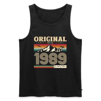 35th Birthday Husband Original April Vintage 1989 - Men's Premium Organic Tank Top - black - Front - AI Model Male 178 light (178cm)