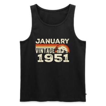 January 1951 Vintage Birthday 1951, Born in 1951 - Men's Premium Organic Tank Top - black - Front - Michal (187cm)