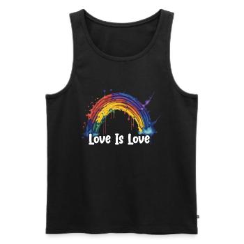 Prideful Skies LGBTQ gay pride Rainbow Love - Männer Premium Bio Tank Top - Schwarz - Vorne - Michal (187cm)