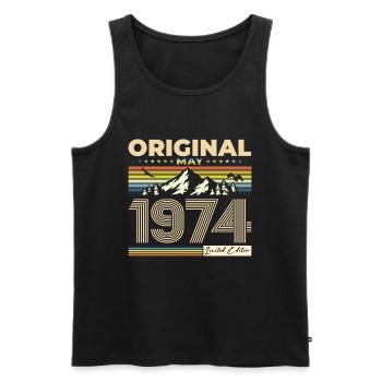 Original Mai 1974 Millésime 1974 Anniversaire 1974 - Débardeur bio Premium Homme - noir - Devant - Michal (187cm)