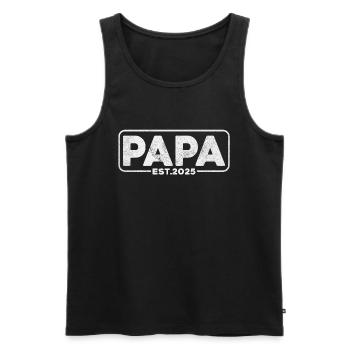 Papa 2025 - Männer Premium Bio Tank Top - Schwarz - Vorne - Michal (187cm)