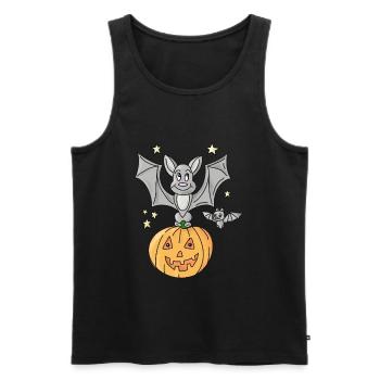 Halloween Bat Sitting On A Pumpkin - Men's Premium Organic Tank Top - black - Front - Michal (187cm)