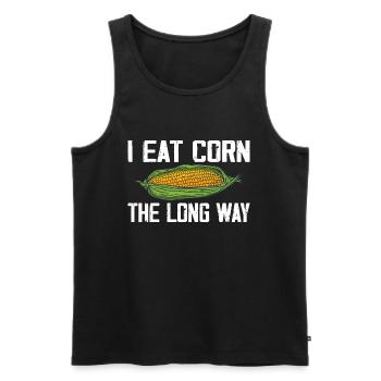 I Eat Corn The Long Way Inappropriate Embarrassing - Men's Premium Organic Tank Top - black - Front - Michal (187cm)