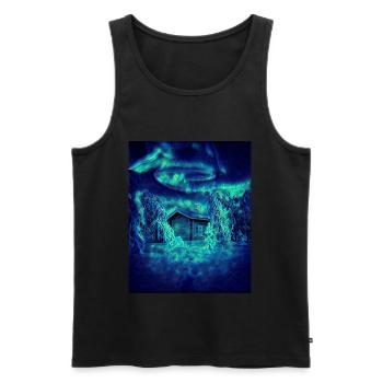 Cabane dans la forêt, Finlande - Débardeur bio Premium Homme - noir - Devant - AI Model Male 178 light (178cm)