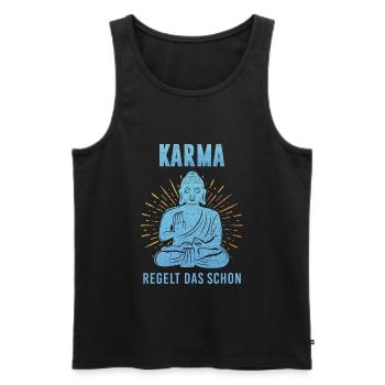 Witziges Karma Design - Karma regelt das schon - Männer Premium Bio Tank Top - Schwarz - Vorne - AI Model Male 178 light (178cm)
