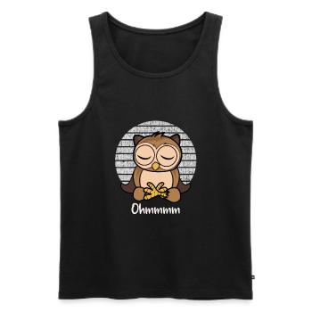Meditation Eule - Yoga Eule - Männer Premium Bio Tank Top - Schwarz - Vorne - Michal (187cm)