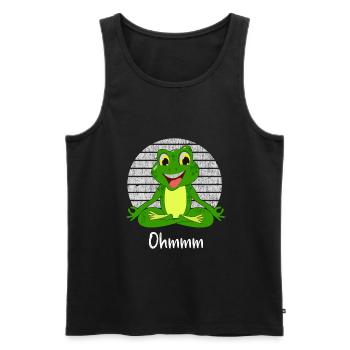 Meditation Frosch - Yoga Frosch - Männer Premium Bio Tank Top - Schwarz - Vorne - Michal (187cm)