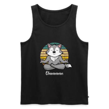 Meditation Wolf - Yoga Wolf - Men's Premium Organic Tank Top - black - Front - Michal (187cm)