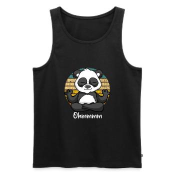 Méditation Panda - Yoga - Panda Méditant - Débardeur bio Premium Homme - noir - Devant - Michal (187cm)