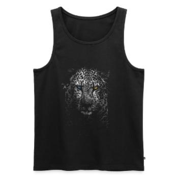 white leopard - Men's Premium Organic Tank Top - black - Front - AI Model Male 178 light (178cm)