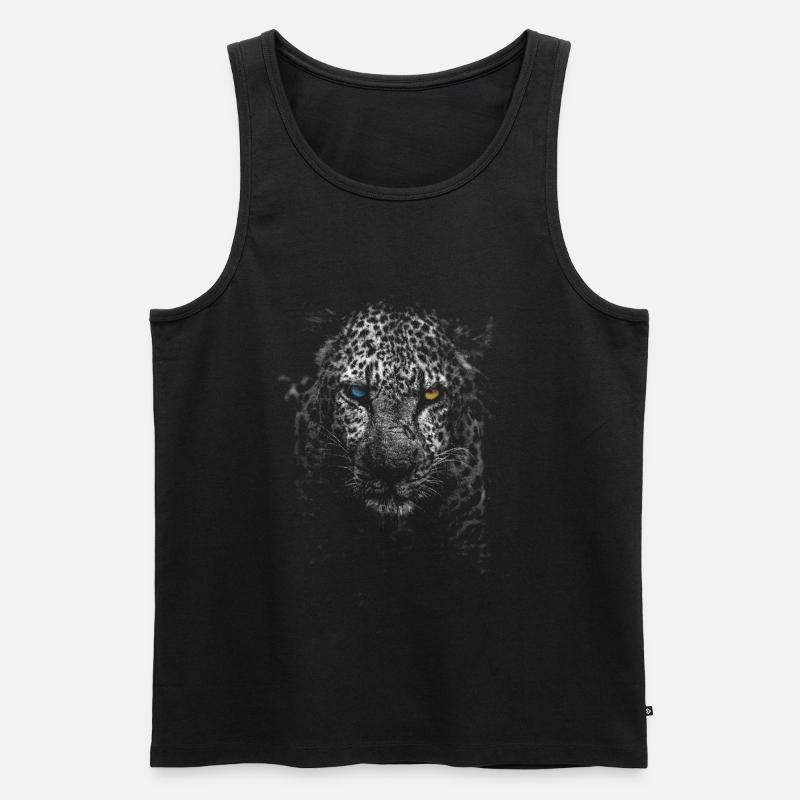 Léopard blanc - Débardeur bio Premium Homme - noir