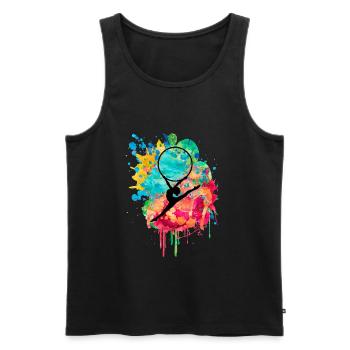 Gymnastique sportive rythmique avec pneus - PopArt - Débardeur bio Premium Homme - noir - Devant - Michal (187cm)