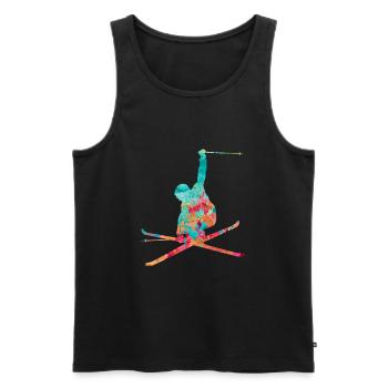 Skieur Sports d’hiver - PopArt Style - Débardeur bio Premium Homme - noir - Devant - Michal (187cm)