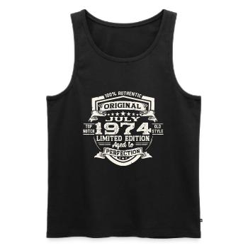 49th Birthday Man Original July Vintage 1974 - Men's Premium Organic Tank Top - black - Front - Michal (187cm)