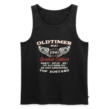 Oldtimer Mai 1989 Jahrgang 1989 Geburtstag 1989 - Männer Premium Bio Tank Top - Schwarz - Vorne - Michal (187cm)