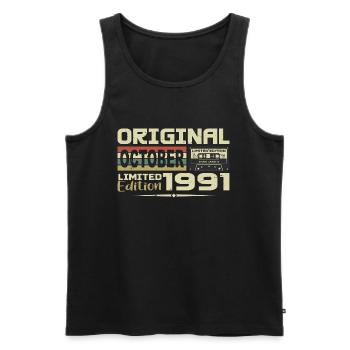 Anniversaire Octobre 1991 Original | Octobre 1991 - Débardeur bio Premium Homme - noir - Devant - Michal (187cm)