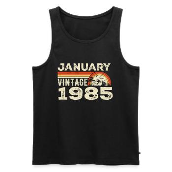 Janvier 1985 Vintage Anniversaire 1985, Né en 1985 - Débardeur bio Premium Homme - noir - Devant - Michal (187cm)