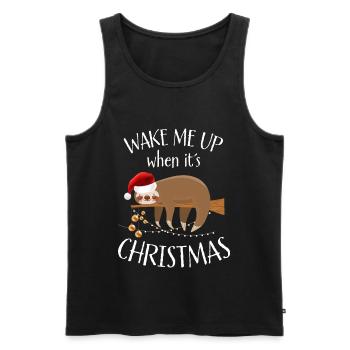 Paresseux Noël Wake Me Up Ugly Christmas - Débardeur bio Premium Homme - noir - Devant - Michal (187cm)