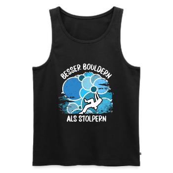 Vintage Bouldern Boulderer Klettern Kletterer - Männer Premium Bio Tank Top - Schwarz - Vorne - Michal (187cm)