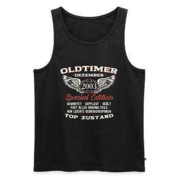 20. Geburtstag Oldtimer Dezember Jahrgang 2003 - Männer Premium Bio Tank Top - Schwarz - Vorne - Michal (187cm)