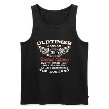 18. Geburtstag Oldtimer Januar Jahrgang 2006 - Männer Premium Bio Tank Top - Schwarz - Vorne - Michal (187cm)